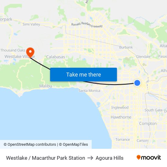 Westlake / Macarthur Park Station to Agoura Hills map