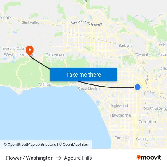 Flower / Washington to Agoura Hills map