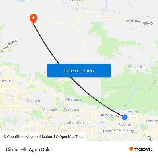 Citrus to Agua Dulce map