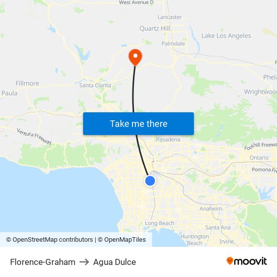 Florence-Graham to Agua Dulce map