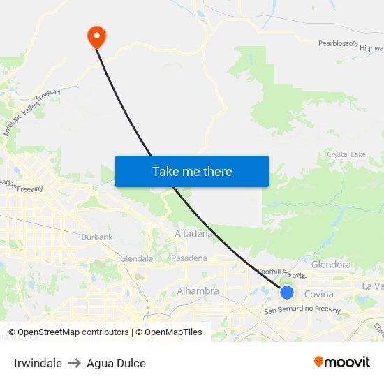 Irwindale to Agua Dulce map