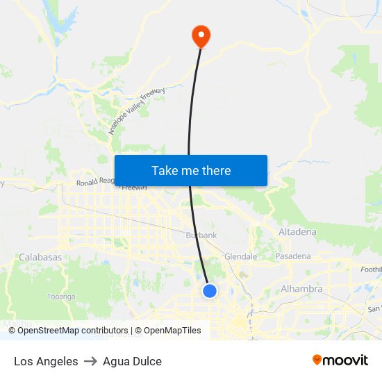 Los Angeles to Agua Dulce map