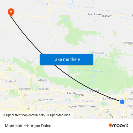 Montclair to Agua Dulce map