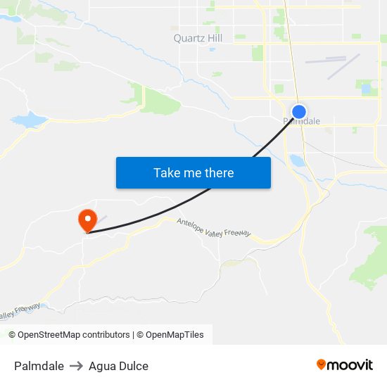 Palmdale to Agua Dulce map