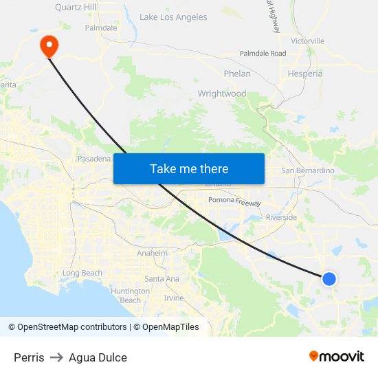 Perris to Agua Dulce map