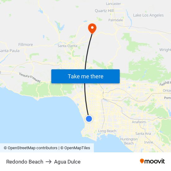 Redondo Beach to Agua Dulce map