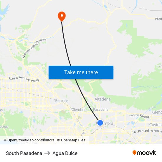 South Pasadena to Agua Dulce map