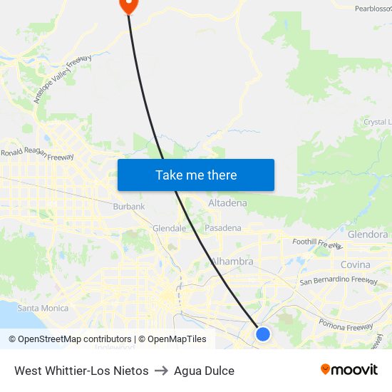 West Whittier-Los Nietos to Agua Dulce map