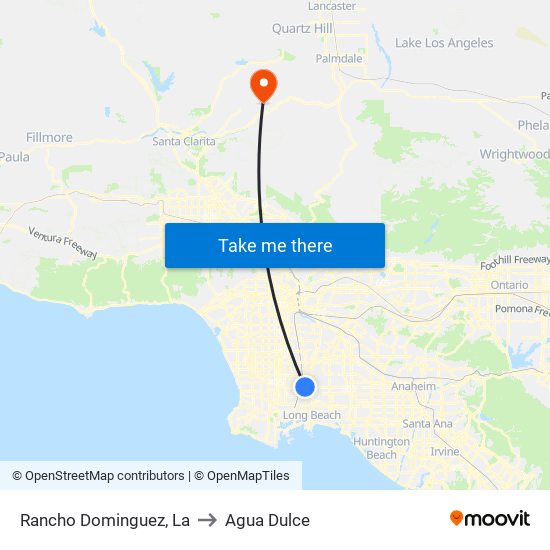 Rancho Dominguez, La to Agua Dulce map