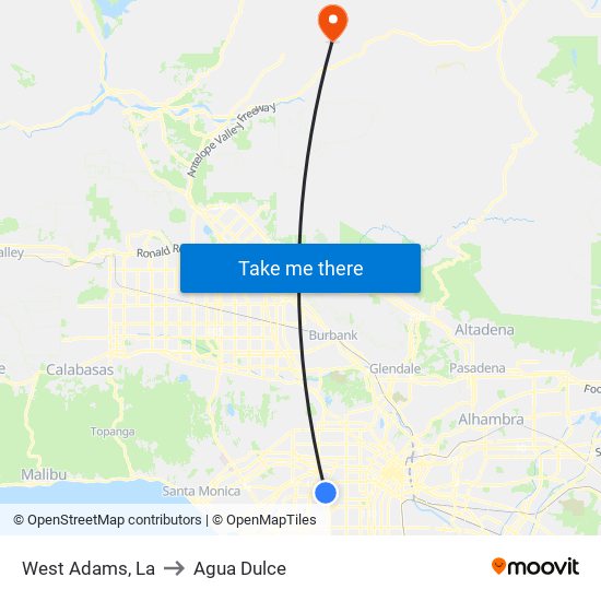 West Adams, La to Agua Dulce map