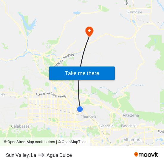 Sun Valley, La to Agua Dulce map