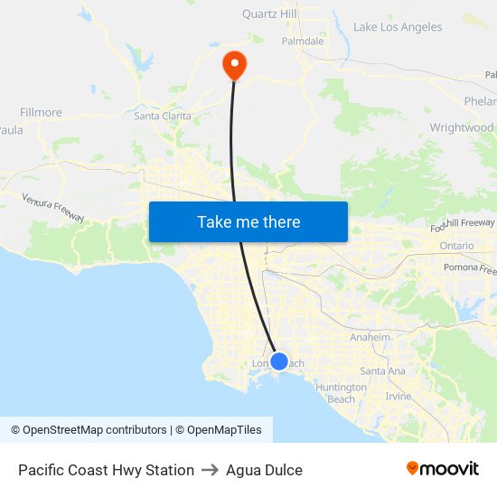 Pacific Coast Hwy Station to Agua Dulce map