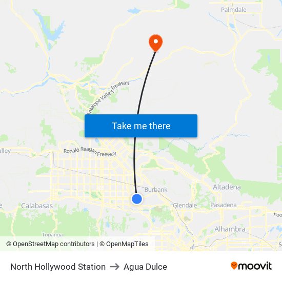 North Hollywood Station to Agua Dulce map