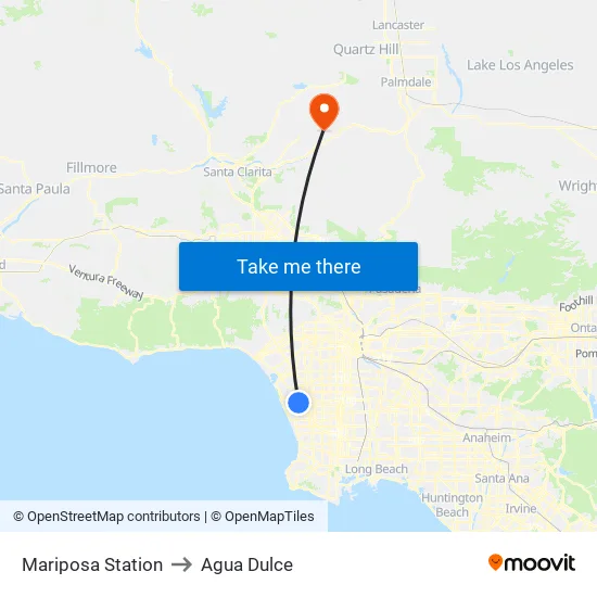 Mariposa Station to Agua Dulce map