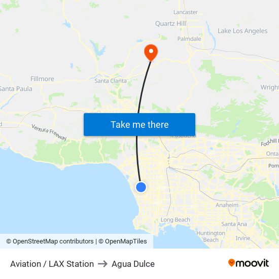 Aviation / LAX Station to Agua Dulce map