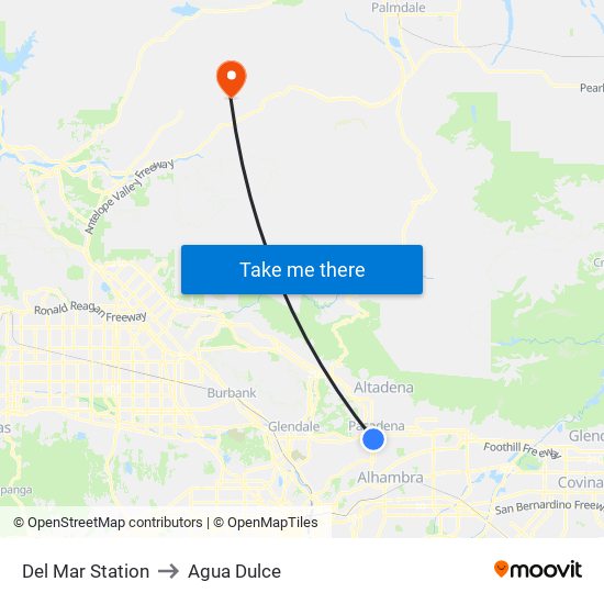 Del Mar Station to Agua Dulce map