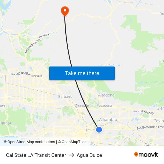 Cal State LA Transit Center to Agua Dulce map