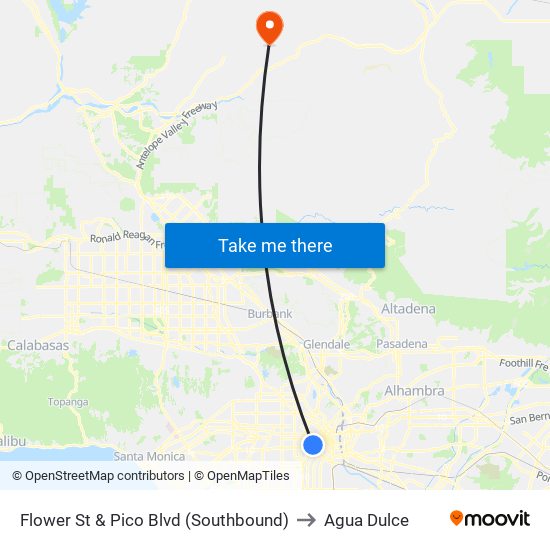 Flower St & Pico Blvd (Southbound) to Agua Dulce map