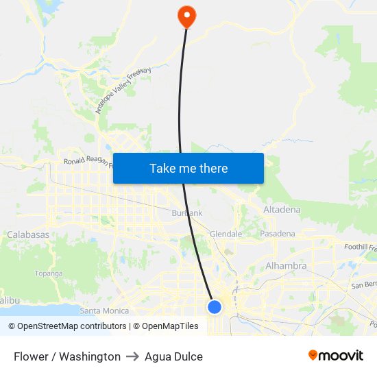 Flower / Washington to Agua Dulce map