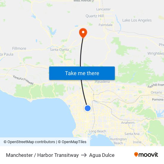 Manchester / Harbor Transitway to Agua Dulce map