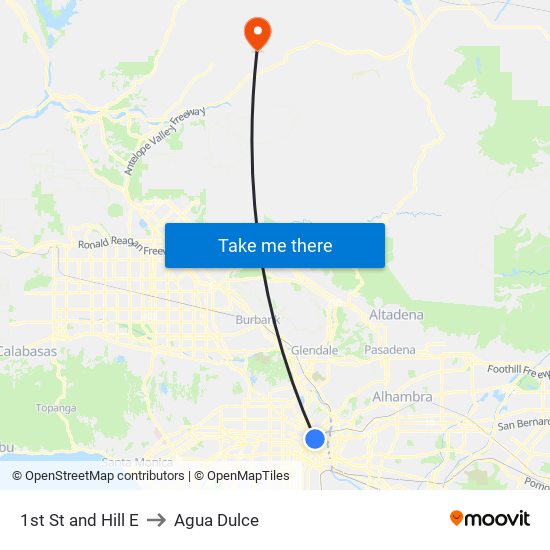 1st St and Hill E to Agua Dulce map