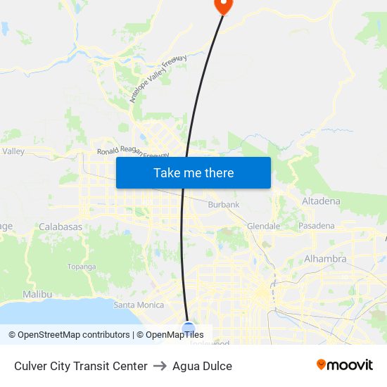 Culver City Transit Center to Agua Dulce map
