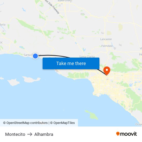Montecito to Alhambra map