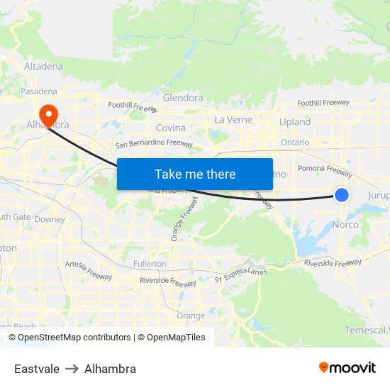 Eastvale to Alhambra map