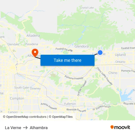 La Verne to Alhambra map