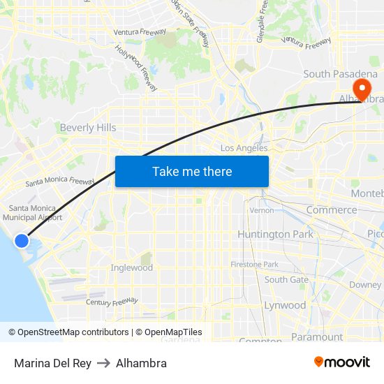 Marina Del Rey to Alhambra map