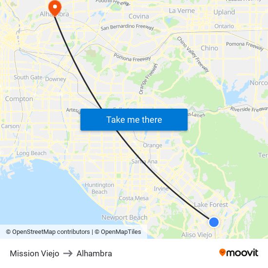 Mission Viejo to Alhambra map