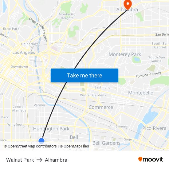 Walnut Park to Alhambra map