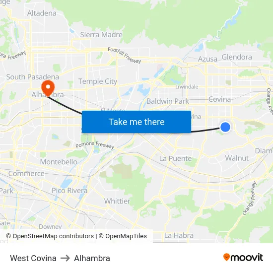 West Covina to Alhambra map
