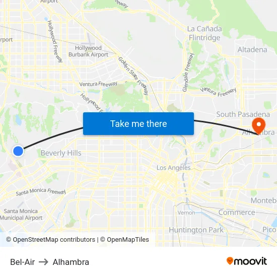 Bel-Air to Alhambra map