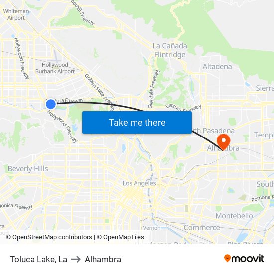 Toluca Lake, La to Alhambra map
