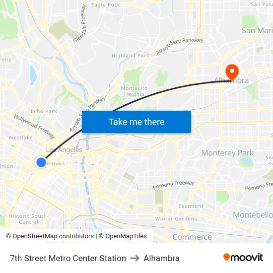 7th Street Metro Center Station to Alhambra map