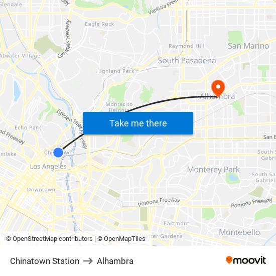 Chinatown Station to Alhambra map