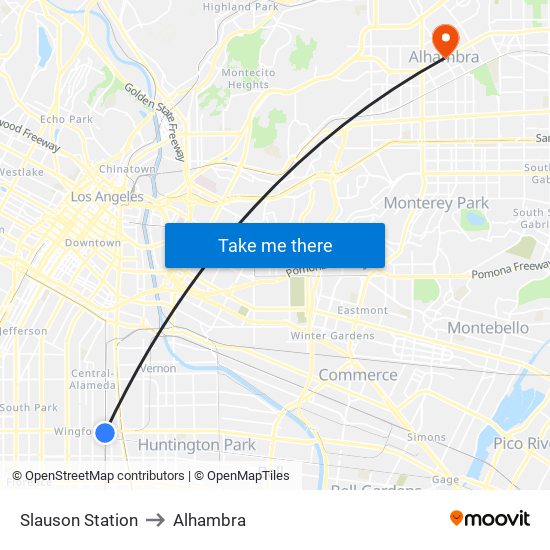 Slauson Station to Alhambra map