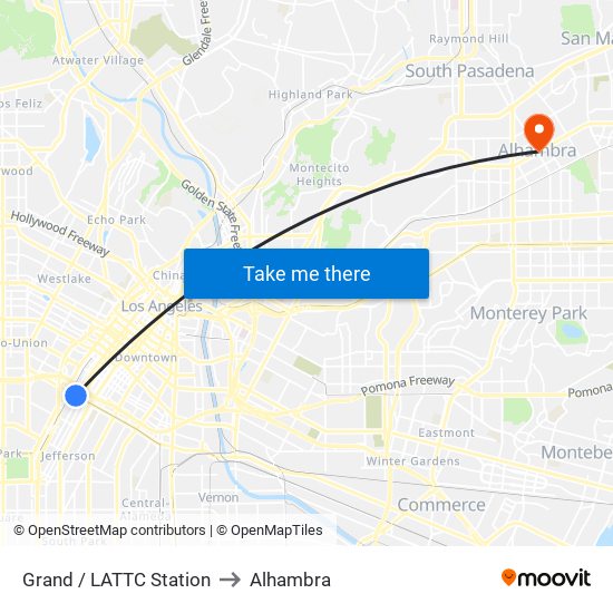 Grand / LATTC Station to Alhambra map