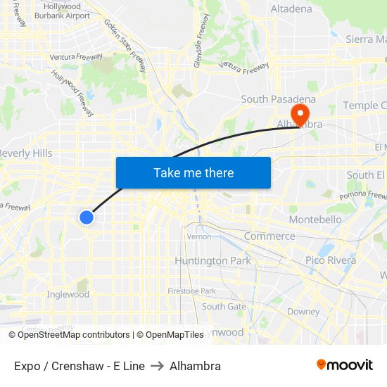 Expo / Crenshaw - E Line to Alhambra map