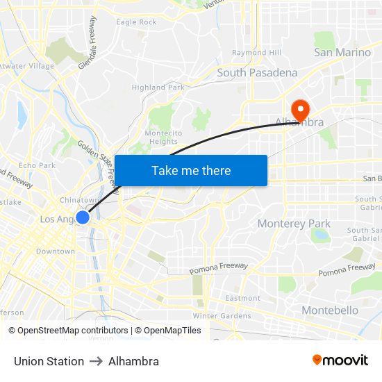 Union Station to Alhambra map
