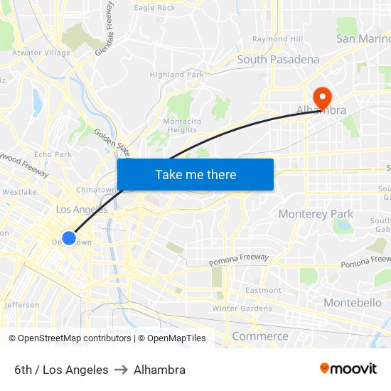 6th / Los Angeles to Alhambra map
