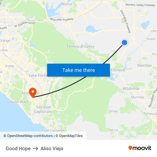 Good Hope to Aliso Viejo map
