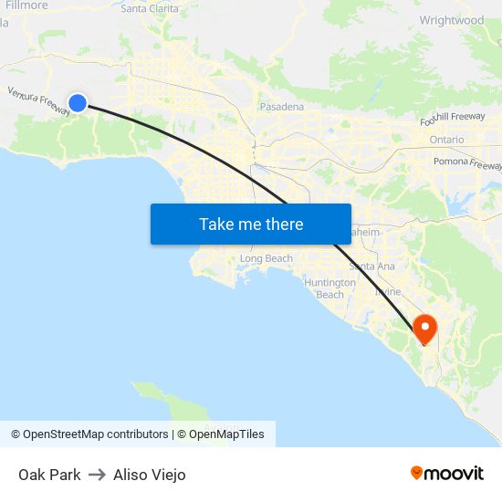 Oak Park to Aliso Viejo map