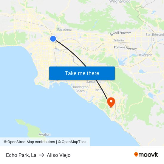 Echo Park, La to Aliso Viejo map