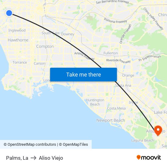 Palms, La to Aliso Viejo map