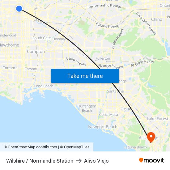 Wilshire / Normandie Station to Aliso Viejo map