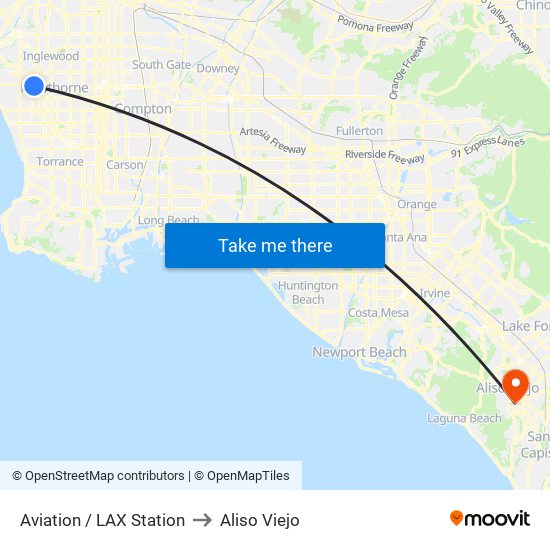 Aviation / LAX Station to Aliso Viejo map