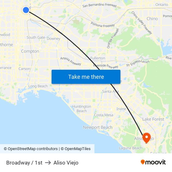 Broadway / 1st to Aliso Viejo map