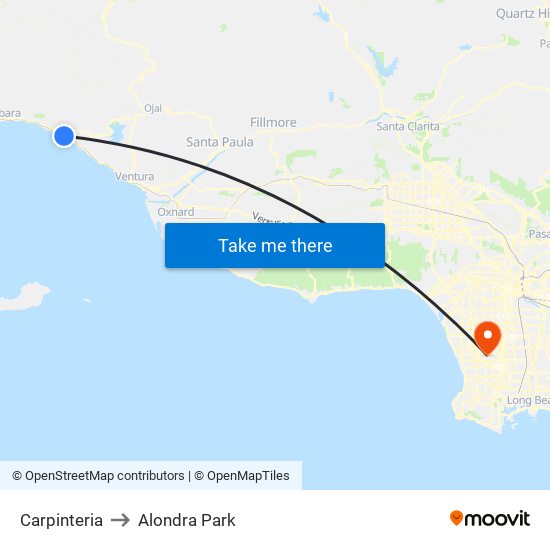 Carpinteria to Alondra Park map